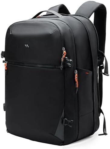 Inateck Leichter Reiserucksack 38.5-46L, Erweiterbarer Handgepäck Rucksack | Spritzwassergeschützt TSATravel Backpack Herren für 16 Zoll Laptop, Hauptfach um 180° öffnen, für Busin