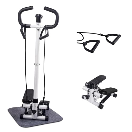 健康ステッパー ハンドル付 足踏み健康器具 足踏みステッパー エアロステッパー 静音 モニター/ハンドル/専用パワーバンド/保護マット付き