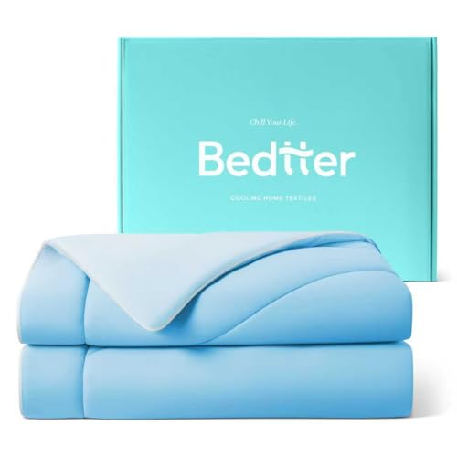 Image of Bedtter Cooling Comforter Queen Size - Cooling Blankets for Hot Sleepers, Lightweight Comforter for Summer with Dual-Sided Cool Tech, Soft Breathable Cold Blanket for Sleeping, 90x90 Inches, Blue