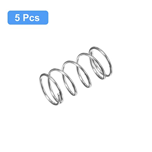 Image of uxcell Compression Spring, 5Pcs 304 Stainless Steel, 11mm OD, 0.8mm Wire Size, 20mm Free Length, Silver Tone