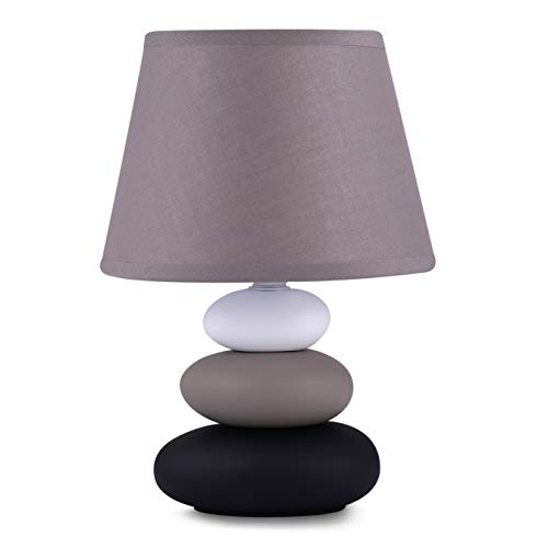 Lampe de chevet Lina, avec 3 pierres, taupe mat