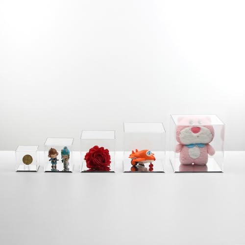 Kcgani Mirror Acrylic Box for Collectibles Display, Countertop Acrylic Cube Organizer Stand Storage Boxes, Small Clear Display Box Protection Showcase for Fossil Coral Crystals Minerals, 3.1Inch - Thumbnail 4