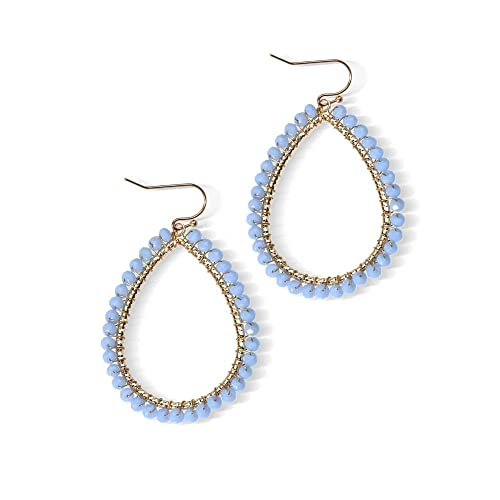 Bohemian Beaded Statement Earrings Lightweight Sparkly Crystal Colorful Teardrop Dangle Earrings for Women