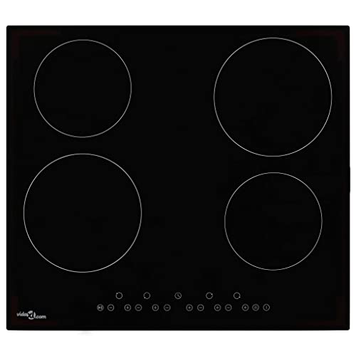Vidaxl Placa Vitrocerámica 4 Quemadores Control Táctil Electrodomésticos Accesorios Cocina Comedor Vidrio Resistente Al Calor Segura Moderna 6000 W