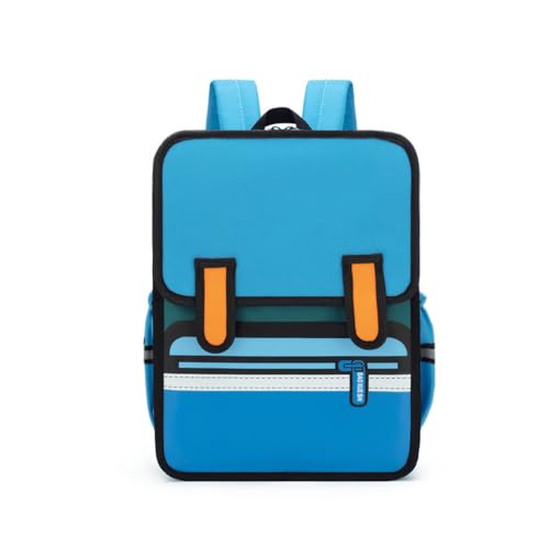 QWZY Kids Backpack Waterproof 3D Snack Bag Blue