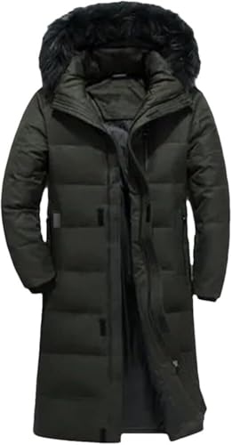 Men’s Casual Fashion Long Hooded Puffer Jacket Thickened Insulated Winter