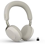 Jabra Evolve3 75 Auriculares On-Ear Bluetooth Inalámbricos con Micrófono para Trabajo, USB-C, IA Llamadas, Cancelación Ruido Activa Avanzada, 22h Batería, para Apps Reunión Online, Gris Cálido