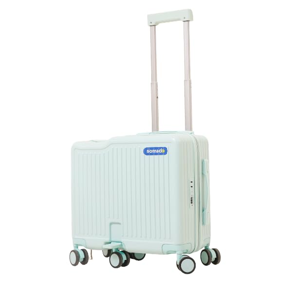 Image of nomado Scoot-Case 6-Wheel Trolley Bag for Kids, Polycarbonate Shell Ride-On Suitcase with Footrest, Phone Holder & Bag Hook, 40L Capacity, Travel Luggage for Boys & Girls-with Bag Hooks (Blue)