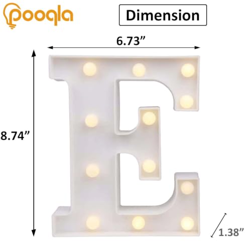 Image of Pooqla LED Marquee Letter Lights Sign, Light Up Alphabet Letter for Home Party Wedding Decoration E (Pack of 3)
