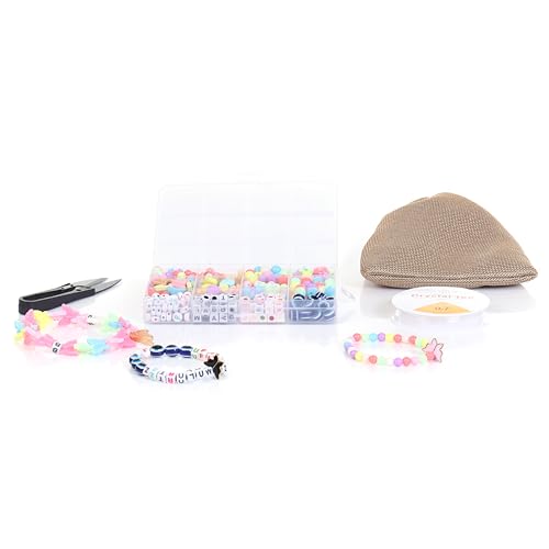 Image of Ambitieux DIY Bracelet Making Kit for Girls - 12 Types Colorful Beads with Charms, Elastic Thread, Earrings, Clasps & Rings - Jewellery Craft Kit for Kids, Birthday Return Gift, Rakhi Special Set for 2 3 4 5 6 7 8 9 10 years (Multicolor 3)