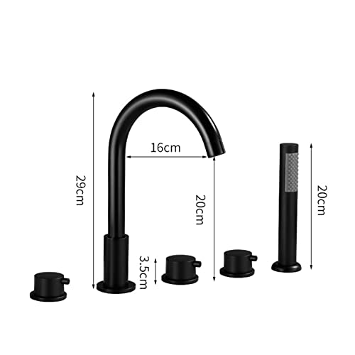 Mitigeur de baignoire-douche 5 trous robinet cascade avec douchette à main - 4