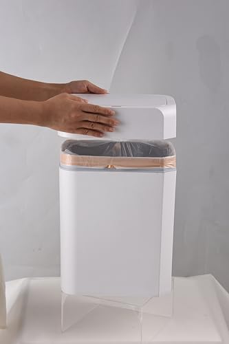 Caneca de basura rectangular blanca con sensor de movimiento 2 unidades miniatura 3