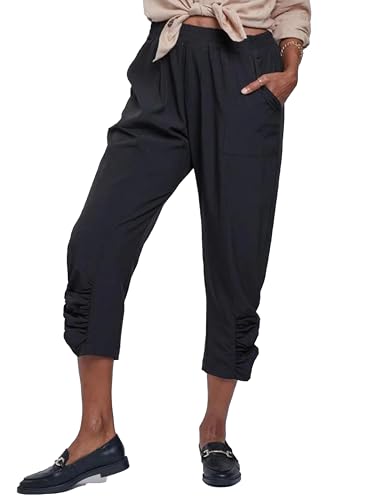 Royalty For Me womens Women's Elastic Waist Flood with Side Ruching Ankle Detail