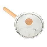 ibasenice Emaillierter Milchsuppentopf aus Glas mit Holzgriff Einfacher zu Reinigen für Zuhause und Studentenwohnheime Weißer Kochtopf für Milch und Suppe