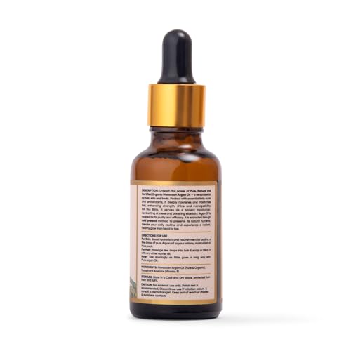 Image of Karmic Beauty 100% Moroccan Argan Oil | Pure, Natural & Organic | USDA Certified | Lightweight, Non-Greasy & Luxurious Oil | Ideal for all Hair, Skin & Body Types | 30 ml