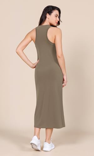 Image of ODODOS Modal Soft Front Split Midi Dress for Women, V Neck Sleeveless Casual Summer Tank Dress