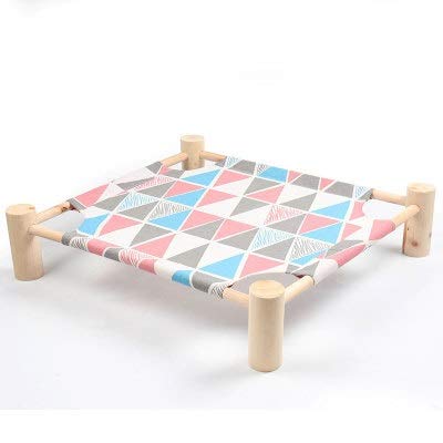No branded Pet Seat Cat Hammock Bed Assemble Canvas Wood Sleeping Shelf Seat Bed Summer Lazy Mat Lounger Sofas for Rabbits Kitten Small Dogs (Color : Pink griangle, Size : 53x48cm)