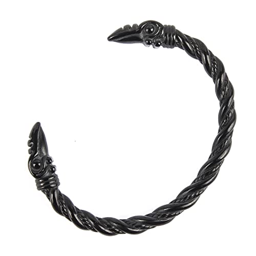 TURTLEDOVE Viking Raven Bracelet Bangle - Adjustable Stainless Steel Norse Scandinavian Torc
