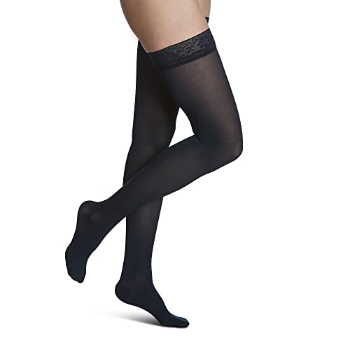 Image of SIGVARIS Women's SOFT OPAQUE 840 Closed Toe Thigh High w /Grip-Top 30-40mmHg