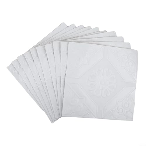 Vidonergy Adhesivo de pared de ladrillo 3D, panel de espuma impermeable para decoración del hogar, blanco, 35 x 35 cm, paquete de 10 (10 unidades)