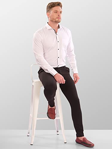 Image of LookMark Men's Cotton Blend Stitched Solid Full Sleeve Regular Fit Shirt