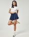 IUGA Stretchy Denim Skort V-Waist Jean Skort with Pockets High Waisted Mini Jean Skirt with Shorts Underneath