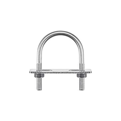 Image of uxcell Round U-Bolts, 53mm(2.09 inch) Inner Width 78mm Length M8 304 Stainless Steel U Clamp Bolt with Nuts Washers and Plates, for Boat Trailer