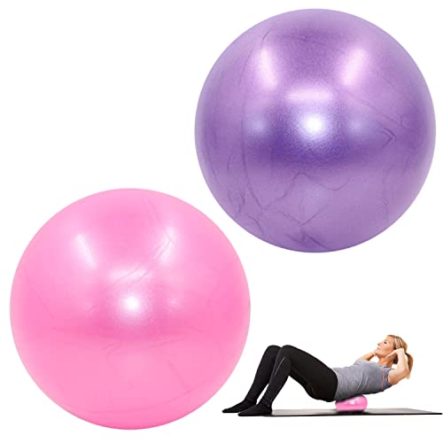 Gute Gymnastikball,Klein Pilates Ball,25cm Rutschfester Yoga BallSoft Fitness Ball mit aufblasbarem Strohhalm,Gym Ball,Übung Ball für Pilates,Heim,Büro,Sitzball,Reha,Zu Hause,2 Stück