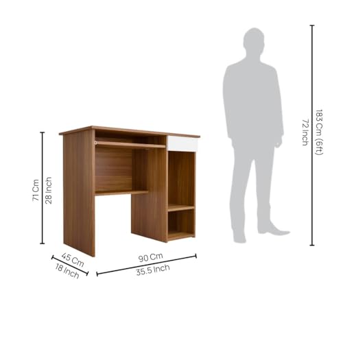 Image of Victor Engineered Wood Study Table | Multi-Purpose Study Table | Computer Table for Students | Office Table with 1 Drawers | Desk for Work from Home | 1 Year Warranty - Leon Teak