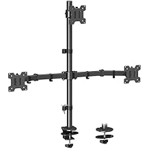 MOUNT PRO Triple Monitor Mount, Monitor Desk Mount for 3 Screens up to 32 inch, 17.6 lbs Each, Fully Adjustable Stacked Computer Stand, Table VESA Mounting, C clamp/Grommet Base