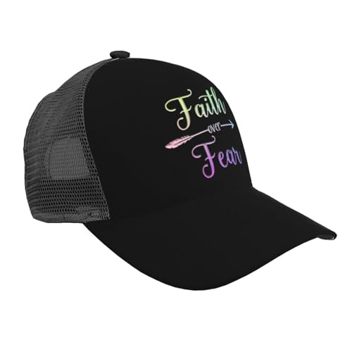 Faith Over Fear Mesh Baseball Cap - Classic Adjustable Peak Cap, Trucker Hat for Men & Women