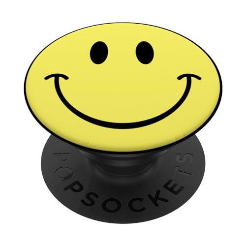 70s Yellow Smile Face Happy Cute Smiling Face Funny Retro PopSockets Adhesive PopGrip