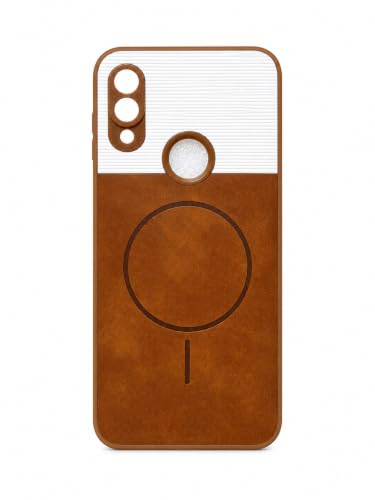 Image of Bintage 2in1 Hard Slim Back Case | Soft Border Camera Protect | Dual PU Leather Finish Back Cover Compatible for Mi Redmi Note 7S - White & Brown