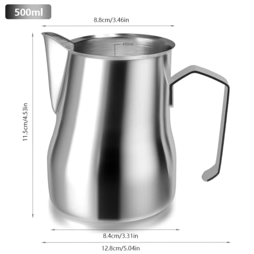 Jarra para espumar leche en desayunos con capuchino cremoso y café con leche 3