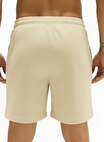 Image of INKKR Men's Premium Polyester Casual Ribbed Shorts ||Loose Fit with 2 Pocket Shorts