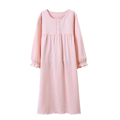 BANGSAUR Girls' White Dress, Princess Cotton Long Sleeve Nightdress,3-12 Years