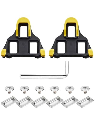 HAPZUR Calas de Bicicleta de Carretera para SPD-SL, 2 Juegos Amarillos con 6 Grados de Flotación para Pedales de Ciclismo, Ajuste Rápido y Máximo Rendimiento.