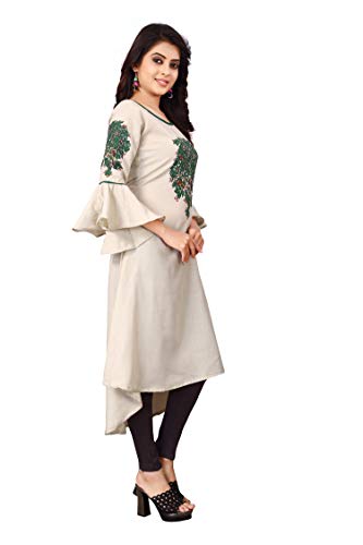 Image of Leriya Fashion Women's Slub Cotton Printed A-Line Kurti