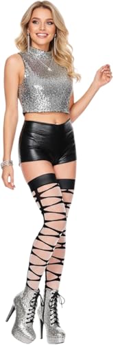 Image of ToBeInStyle Women's Sheer Banded Thigh High Socking w /Opaque Band