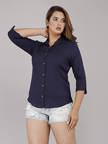 Image of Women Solid Shirt for Office & Casual wear | 3 /4th Sleeves Spread Collar