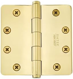 Emtek 9600 Brass Hinges (Pair) - Heavy Duty Ball Bearing - 1/4" Radius Corners - 4" x 4" - 962247 - French Antique (US7)