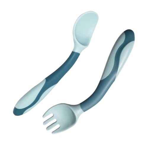 TocaFeank Cuchara Y Tenedor Para Bebé | Cuchara Y Tenedor De Alimentación De Silicona | Set Alimentación Ergónomico Para Niños Niñas En La Etapa Destete Guardería Con