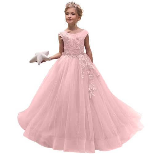 Flower Girl Dress Lace Appliques - First Communion Dress for Girl Tulle Girls Ball Gown