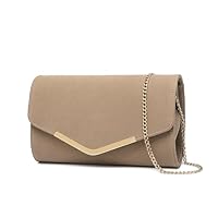 Miss Lulu Damen Umschlag Clutch Elegant Abendtasche Brauttasche Umschlag Clutch Tasche Handtasche mit Kette für Hochzeit Party Prom Khaki