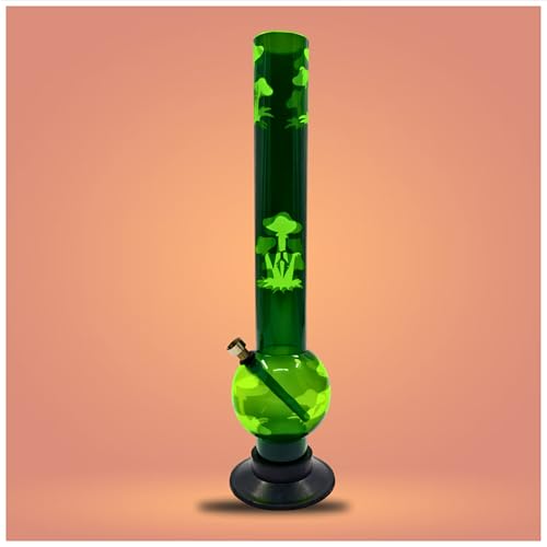Image of METIER 16 inch bongsmoke Single Bulb Acrylic(Plastic) Waterpipe Bong Rolling Pipe Portable Hookah Hukka Vape Bongs Bottle Size 40cm Color Green