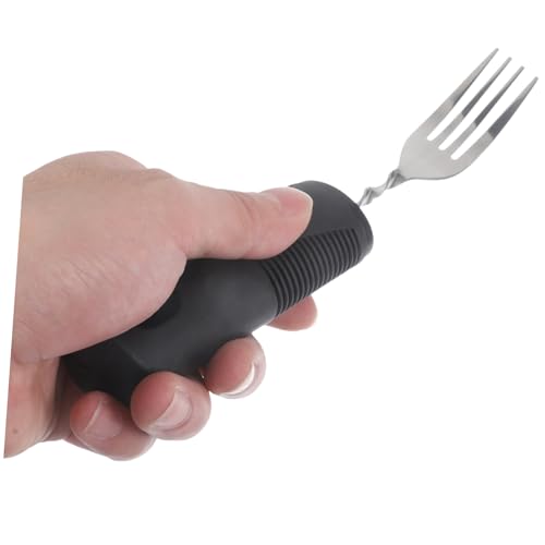OFFIGAM 高齢者用軽量滑り止めステンレス製防振食器 フォークとスプーン点 介護補助具 握りやすく耐久性あり 食事補助ツール