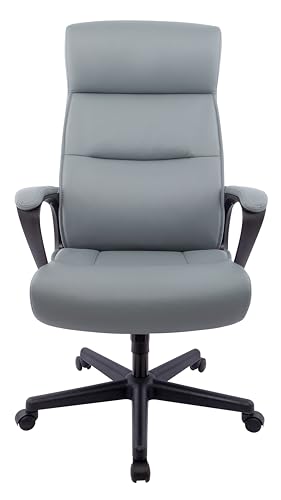Image of STAPLES Rutherford Ergonomic Manager & Executive Office Chair, High Back Swivel, Adjustable Height, Luxura Faux Leather, Gray