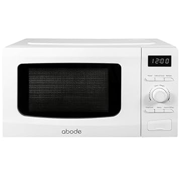 Abode 20L Digital Microwave 700W with 8 Auto Cook Menus in White, 5 Power Levels & Timer, Button & Dial Control, Defrost Function, AMD2002 (White, Digital)