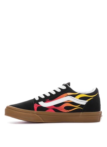 Image of Vans Unisex Kid Old Skool (Little Kid) Flame Black /Gum 13.5 Little Kid Medium