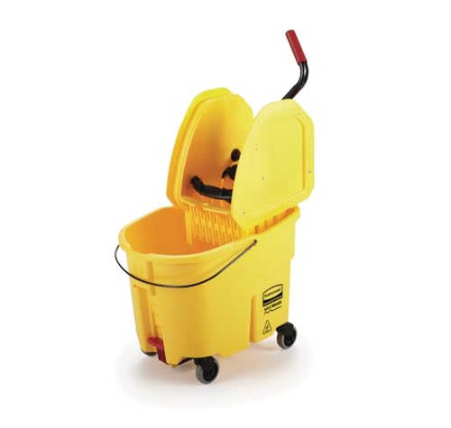 Rubbermaid Commercial Down Press Wringer for WaveBrake Buckets, 16-32 oz Capacity, Yellow, Heavy Duty Mopping/Cleaning for Professional/Janitorial Use
